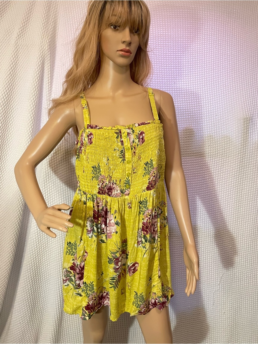 Torrid yellow Floral short dress with Adjustable straps size 2X 18-20